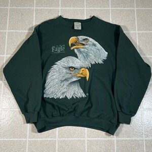 Vintage 1994 Bald Eagle Big Face Nature Sweatshirt Size Large Made In Usa 90s